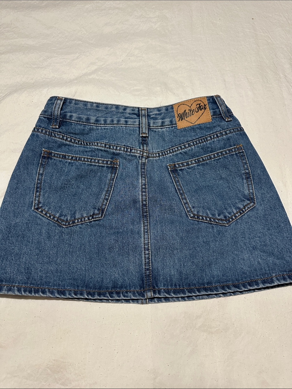 White Fox Boutique Blue Denim A-Line Mini Skirt